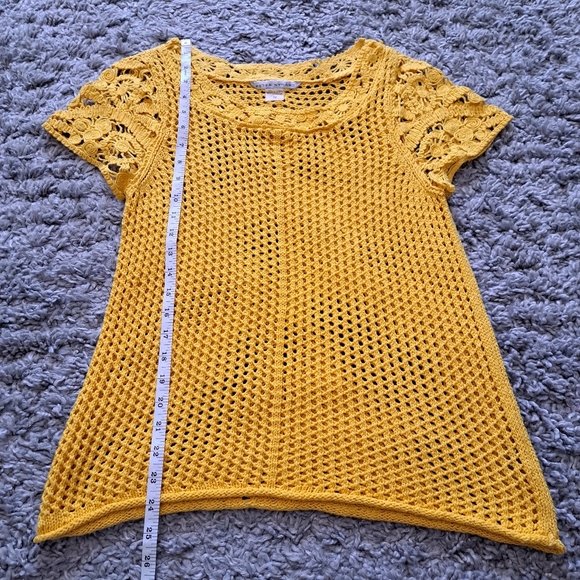 Peter nygard | Canary yellow crochet cottagecore knit t shirt - Picture 11 of 13